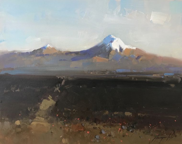 Ararat Mountain, Original oil Painting, Handmade artwork, One of a Kind      